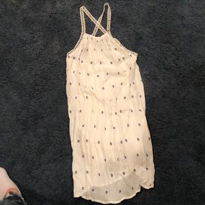 Oneill white polka dot dress sz S with cross strap